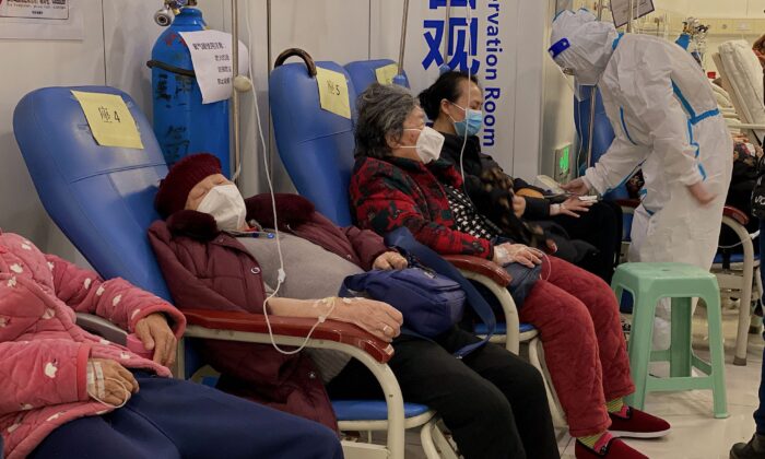 COVID-19 patients rest in the Second Affiliated Hospital of Chongqing Medical University in China's southwestern city of Chongqing on Dec. 23, 2022. (Noel Celis/AFP via Getty Images)