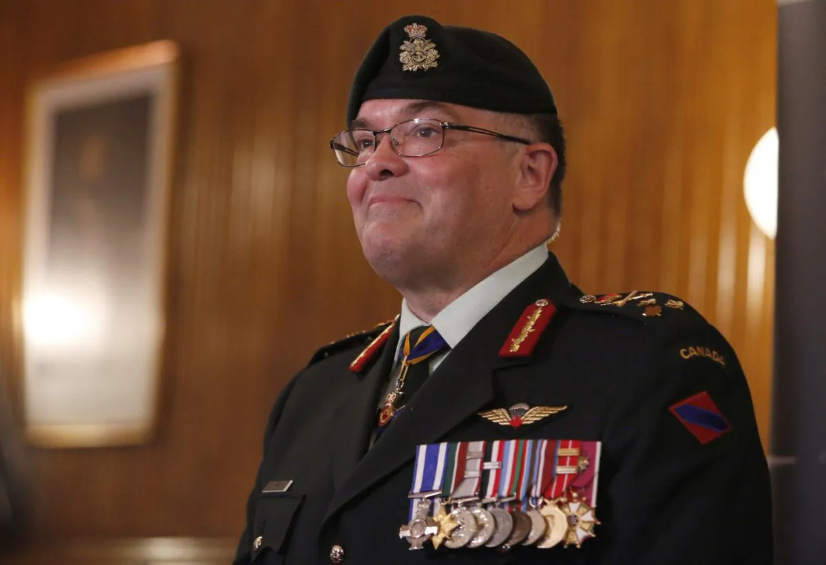Lt.-Gen. Joe Paul, newly-appointed commander of the Canadian Army, speaks with reporters after a change of command ceremony in Ottawa on June 16, 2022. (The Canadian Press/ Patrick Doyle)