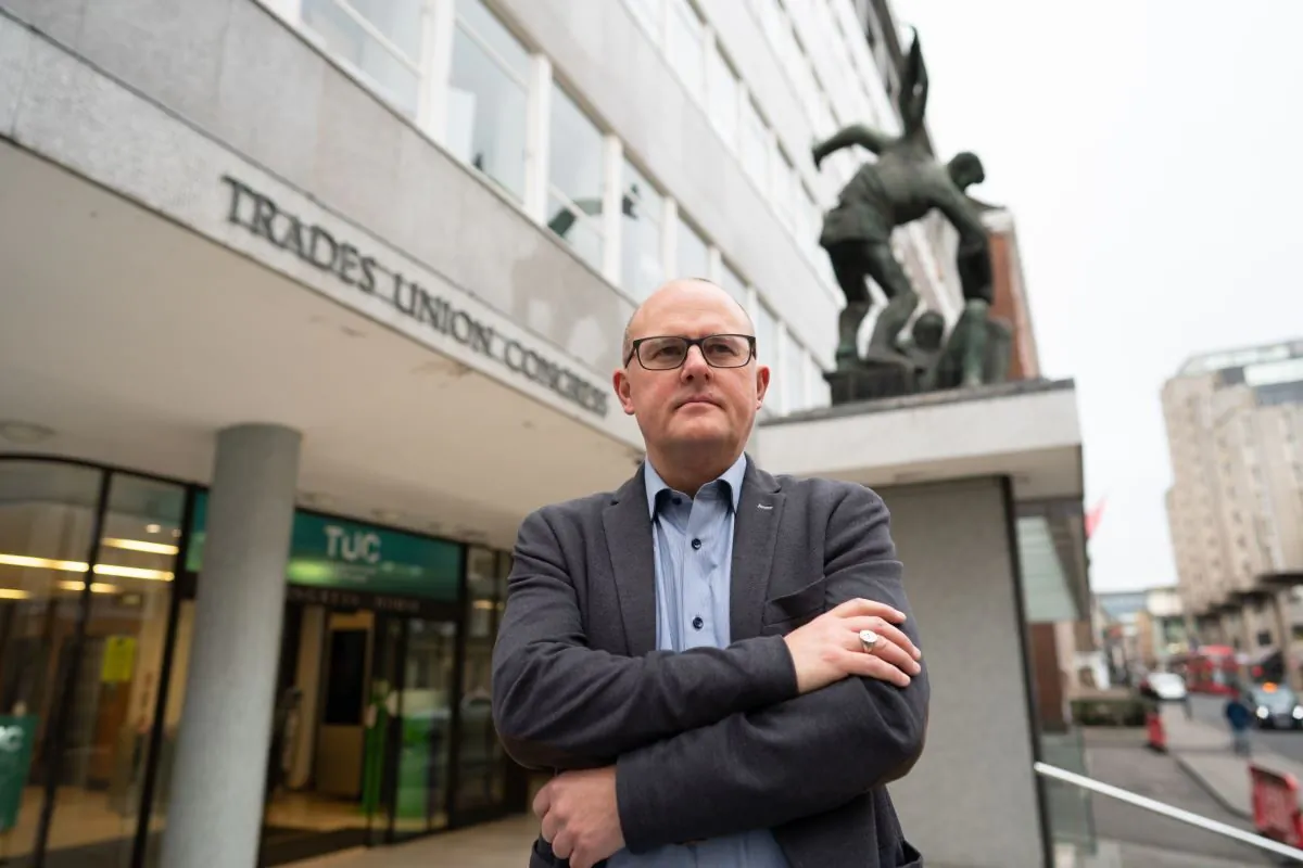The new General Secretary of the Trades Union Congress, Paul Nowak, pictured outside the TUC's office in London, England, on Dec. 21, 2022. (PA)