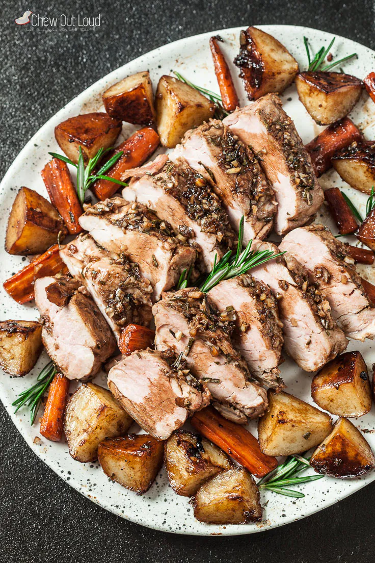 Super easy pork tenderloin with potatoes, all in one dish. (Courtesy of Amy Dong)