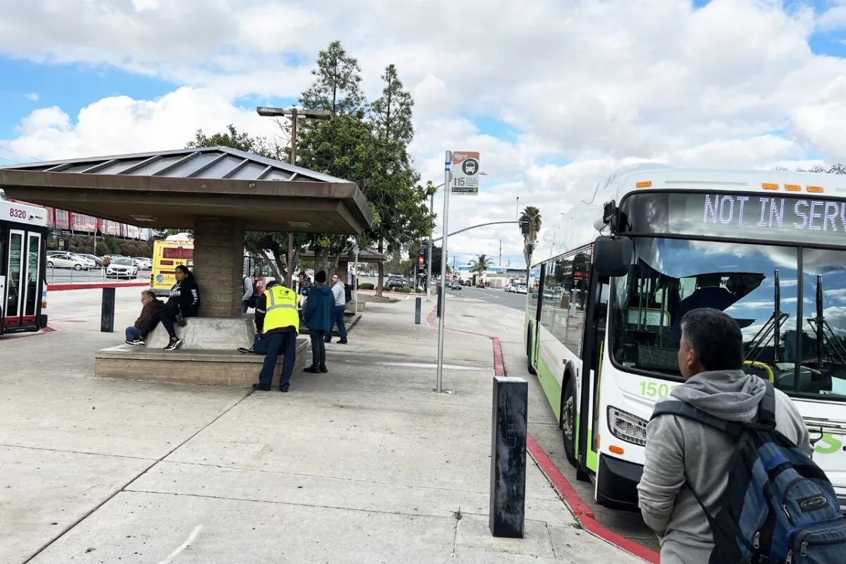 A bus stop in El Cajon, Calif., on Dec. 28, 2022. (Jane Yang/The Epoch Times)