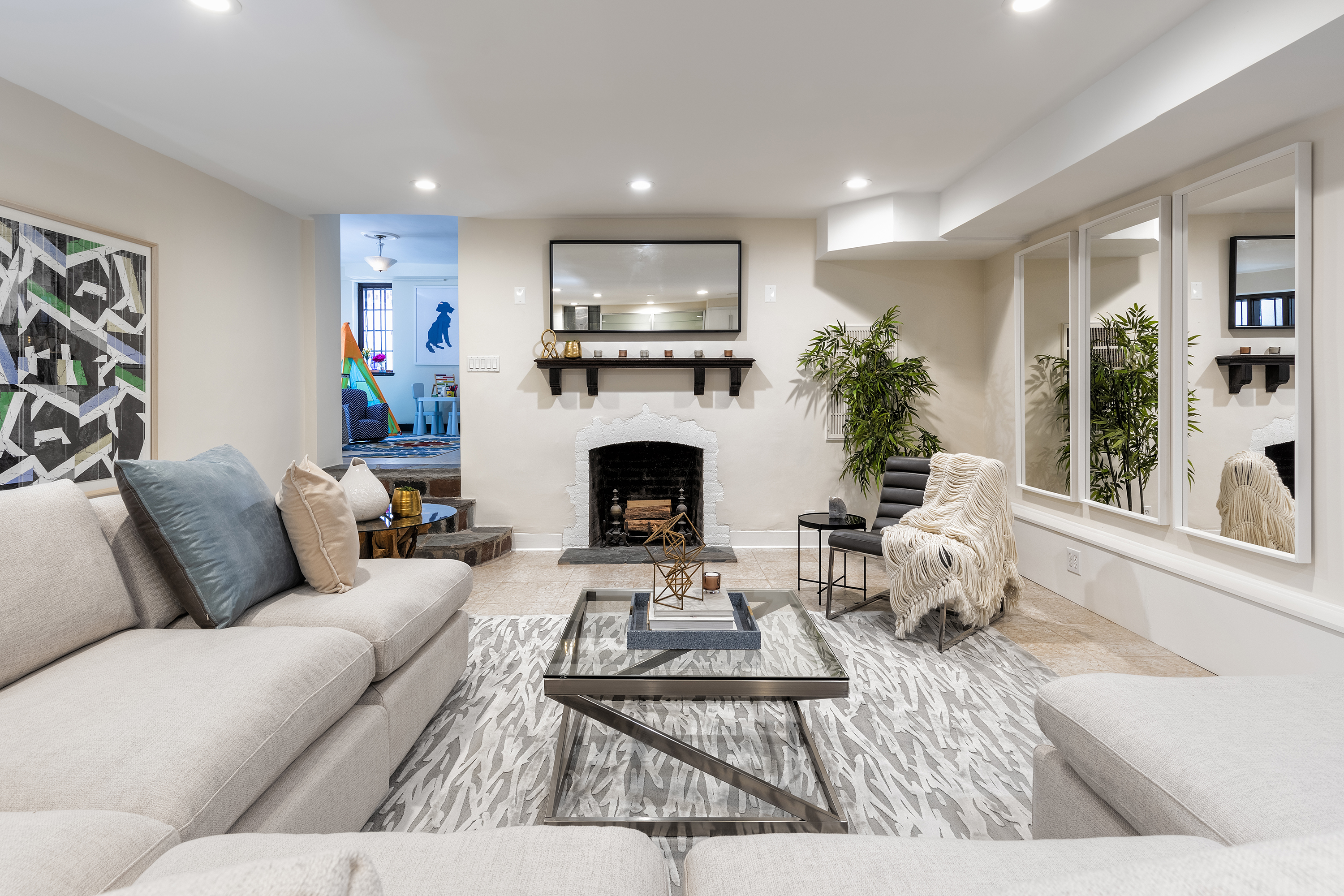 a light coloured and neutral living room