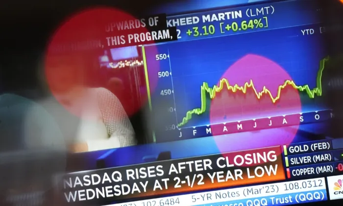 A screen displays financial news on the floor at the New York Stock Exchange in New York on Dec. 29, 2022. (Seth Wenig/AP Photo)