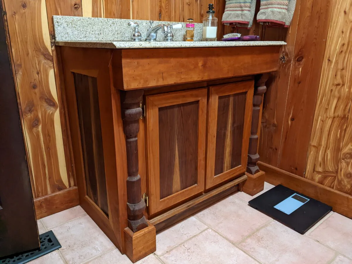 This is a custom-made vanity. The homeowner is a woodworker and used timber from his land to build it. (Tim Carter/Tribune Content Agency)