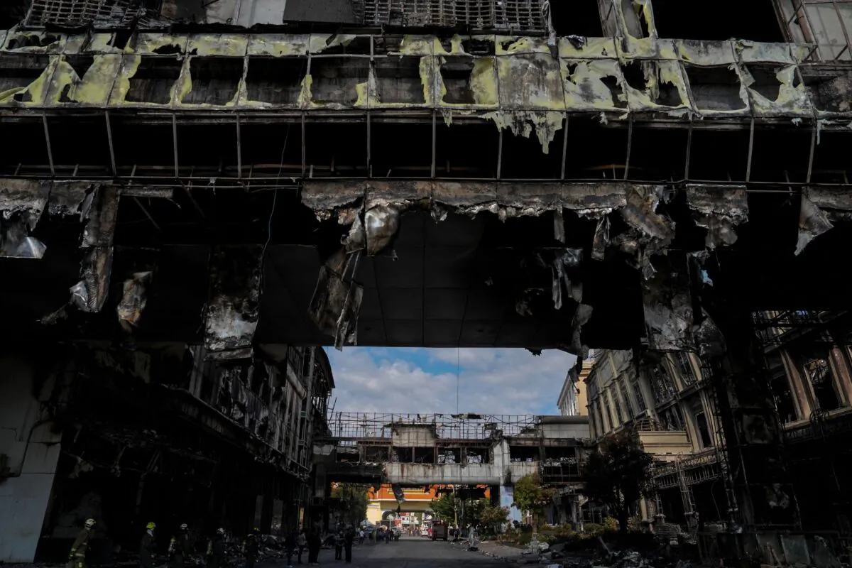 A general view of the Grand Diamond City hotel-casino where a fire broke out, in Poipet near the Thailand border, Cambodia, on Dec. 30, 2022. (Athit Perawongmetha/Reuters)