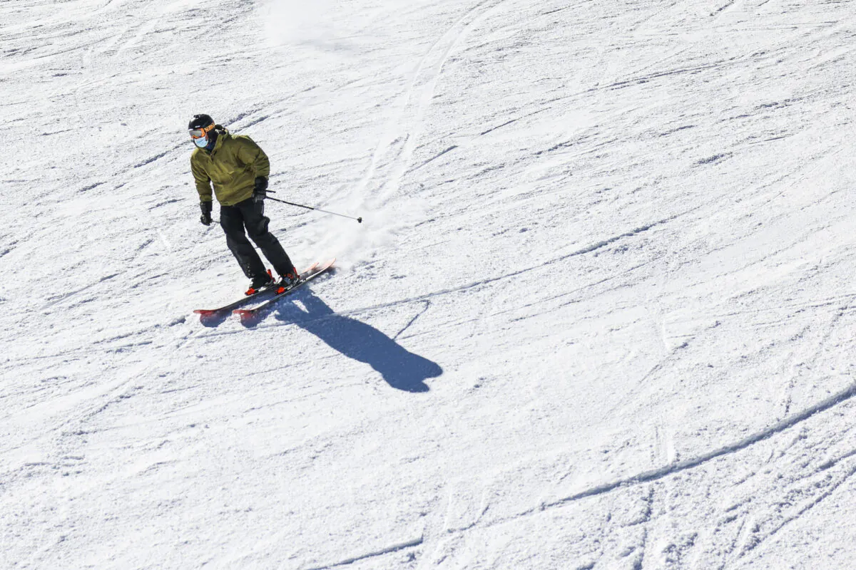 A man skis down the mountain at Breckenridge Ski Resort in Breckenridge, Colo., on Nov. 13, 2020. (Michael Ciaglo/Getty Images)