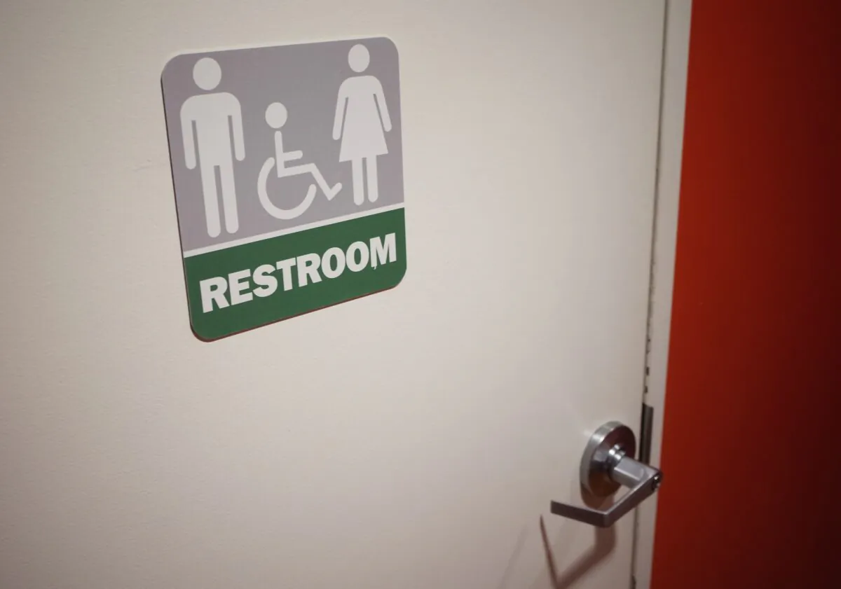 A gender-neutral bathroom is seen at a restaurant in Washington, D.C., on May 5, 2016. (Mandel Ngan/AFP via Getty Images)