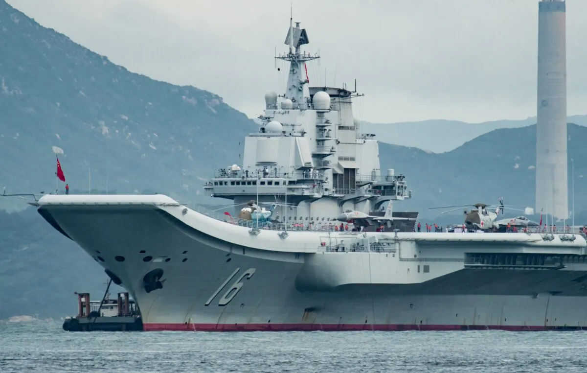China's first aircraft carrier Liaoning aircraft carrier arrives in Hong Kong on July 7, 2017. (Keith Tsuji/Getty Images)
