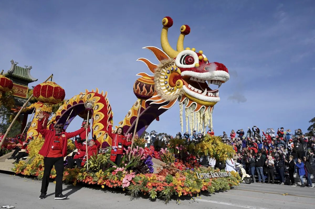 The Donate Life float, winner of the Sweepstakes Award, rolls down Colorado Boulevard at the 134th Rose Parade in Pasadena, Calif., on Jan. 2, 2023. (Michael Owen Baker/AP Photo)