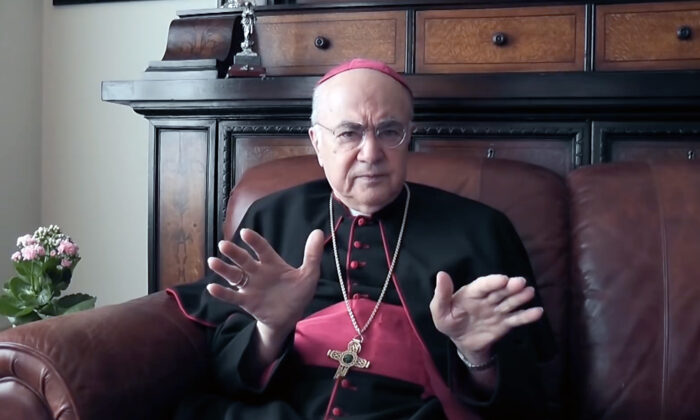 Archbishop Carlo Maria Viganò called for three days of fasting for Jan. 6 defendants against “the subversive attack of the Deep State.” (Vigano Tapes/YouTube)