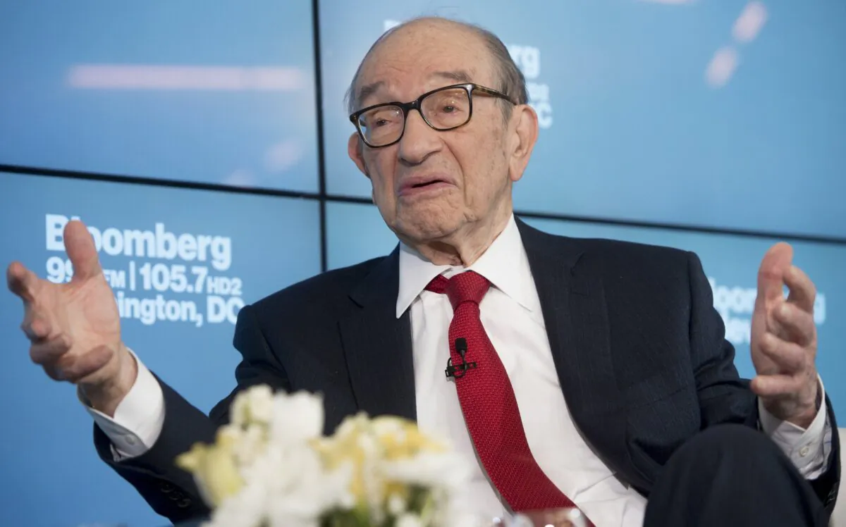 Former Chairman of the Federal Reserve Alan Greenspan speaks about the state of the European and US economies during a discussion with Bloomberg Government at their offices in Washington, DC, June 27, 2016. (SAUL LOEB/AFP via Getty Images)
