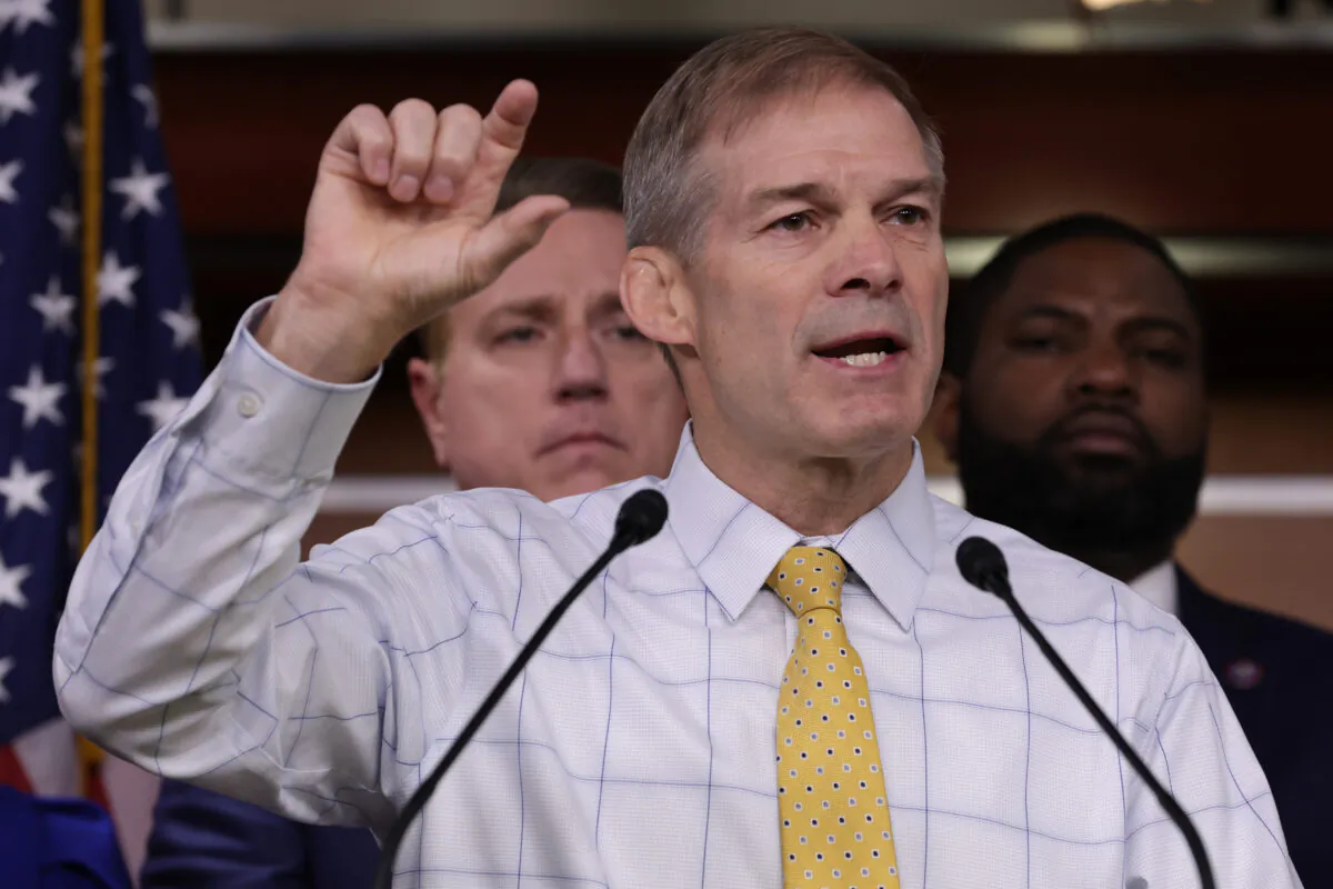 Rep. Jim Jordan (R-Ohio) speaks during a news conference at the U.S. Capitol in Washington on Nov. 17, 2022. (Alex Wong/Getty Images)