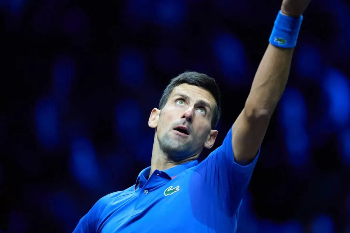 United Kingdom; Novak Djokovic (SRB) serves against Felix Auger-Aliassime (CAN) in Lavers Cup singles in London on Sept. 25, 2022. (Peter van den Berg-USA TODAY Sports via Field Level Media)