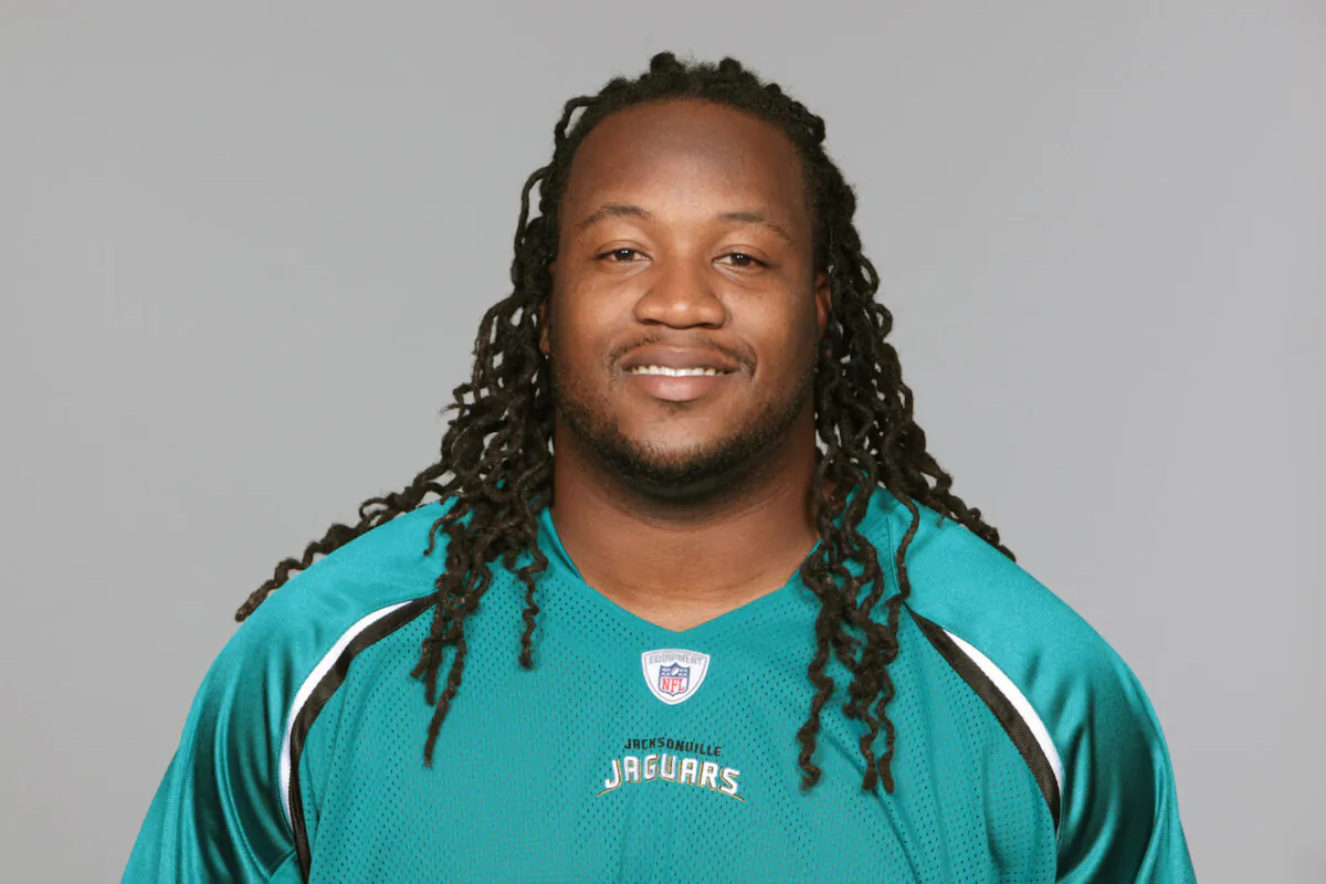 In this handout photo provided by the NFL, Uche Nwaneri of the Jacksonville Jaguars poses for his 2010 NFL headshot circa 2010 in Jacksonville, Florida. (NFL via Getty Images)