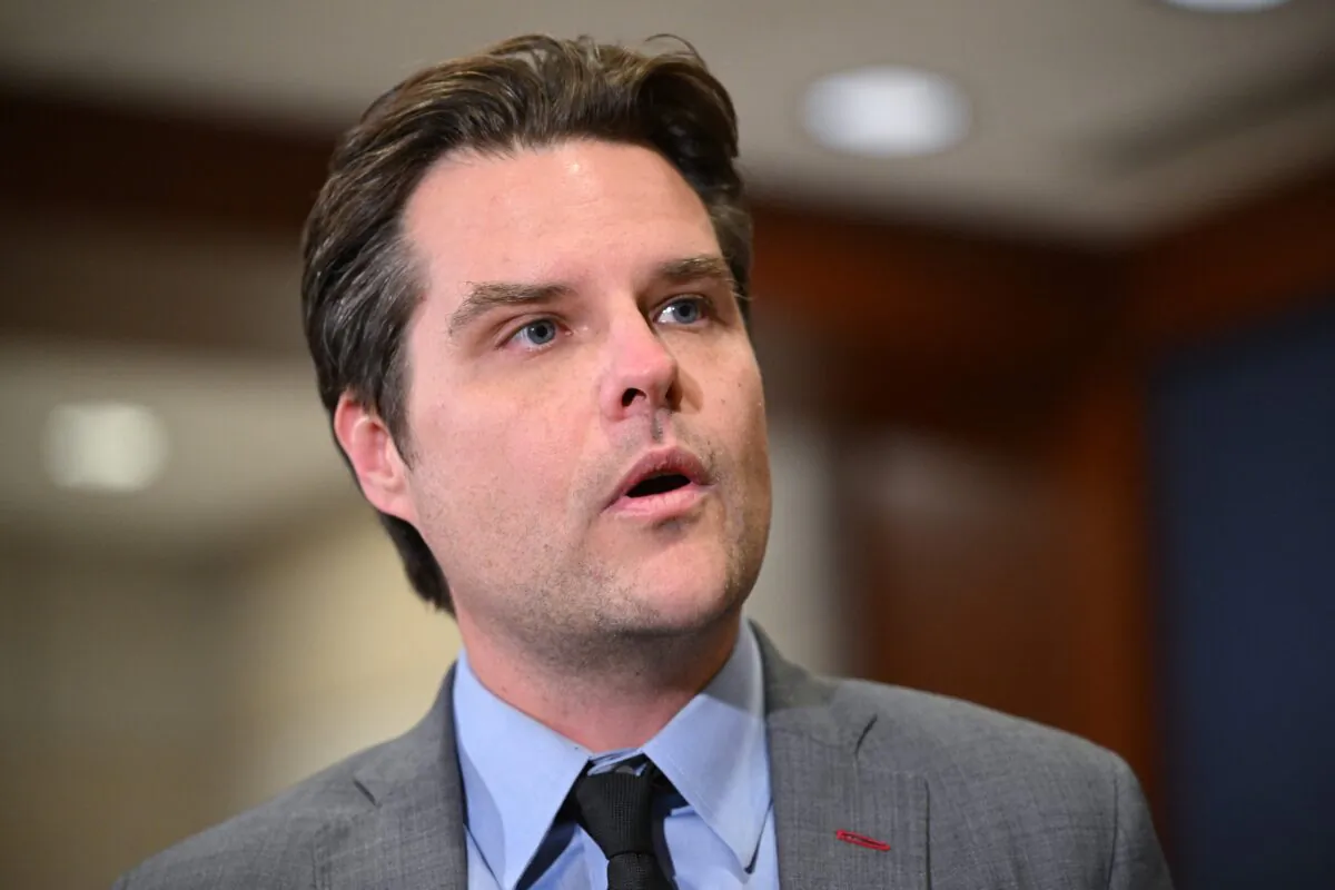 Rep. Matt Gaetz (R-Fla.) speakers to reporters in Washington on Nov. 15, 2022. (Mandel Ngan/AFP via Getty Images)