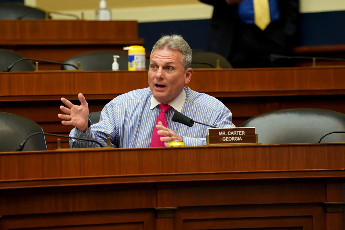 Rep. Buddy Carter (R-Ga.) asks questions during a House Energy and Commerce Subcommittee on Health hearing in Washington on May 14, 2020. (Greg Nash-Pool/Getty Images)