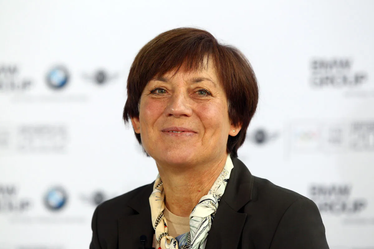 Rosi Mittermaier looks on during a press conference at BMW Welt in Munich on Nov. 9, 2011. (Alexander Hassenstein/Bongarts/Getty Images)