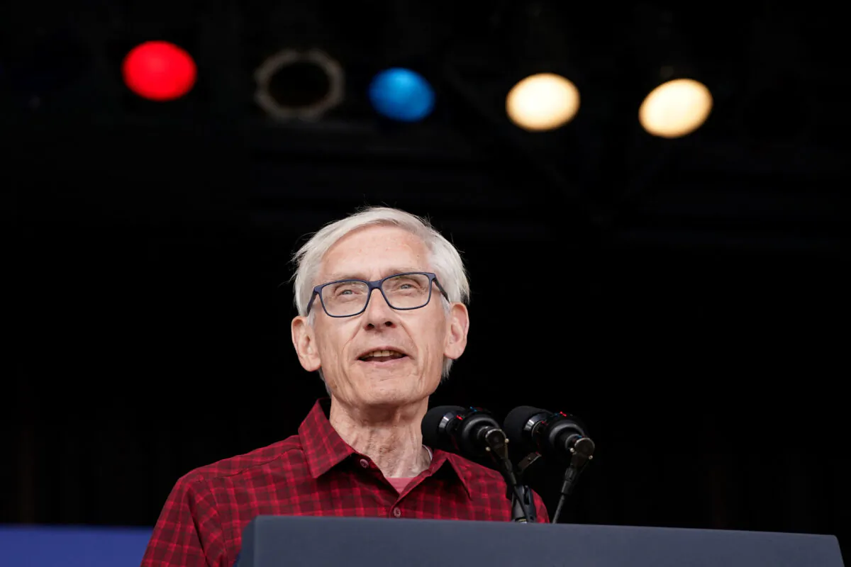Wisconsin Gov. Tony Evers speaks on Labor Day at Henry Maier Festival Park in Milwaukee, Wis., on Sept. 5, 2022. (Elizabeth Frantz/Reuters)