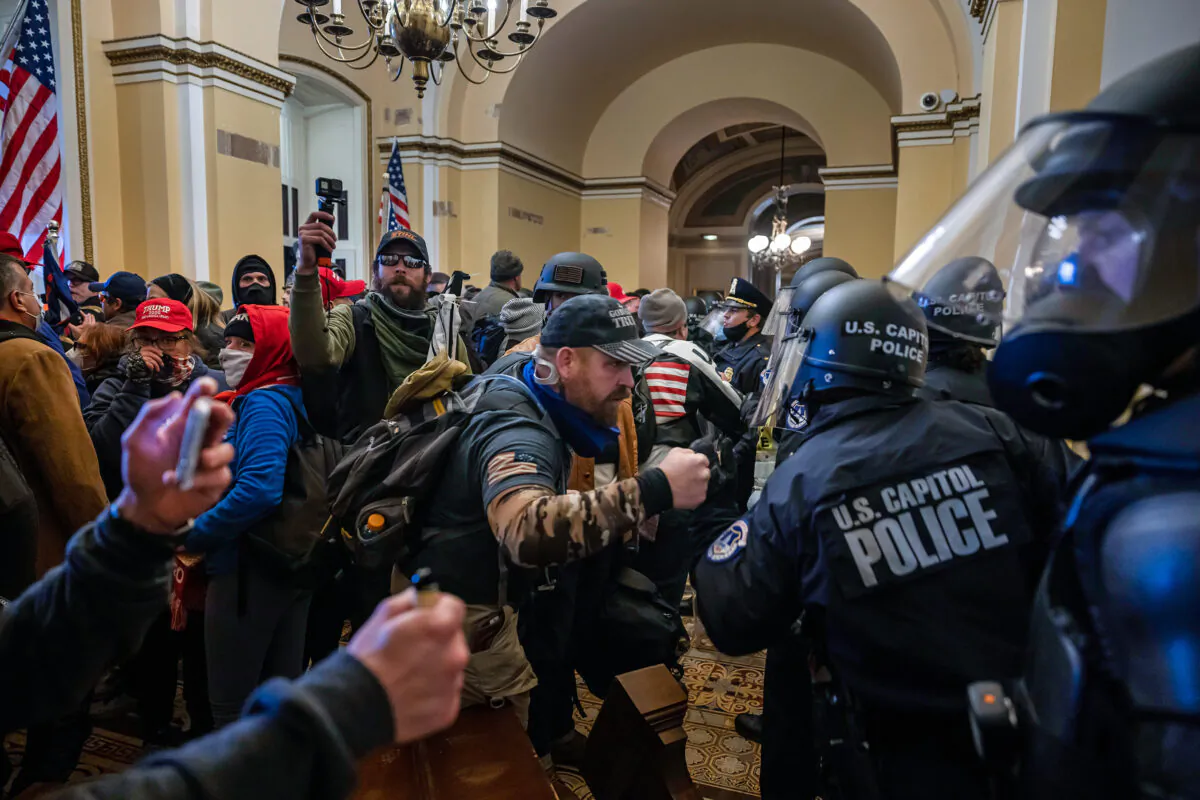 Supporters of U.S. President Donald Trump protest inside the U.S. Capitol on Jan. 6, 2021. (Brent Stirton/Getty Images)