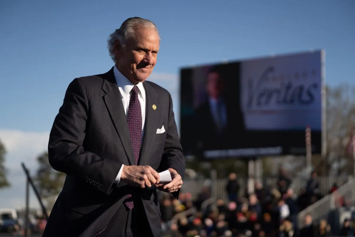 South Carolina Gov. Henry McMaster walks off the stage during a rally with former U.S. President Donald Trump at the Florence Regional Airport on March 12, 2022 in Florence, South Carolina.  (Sean Rayford/Getty Images)