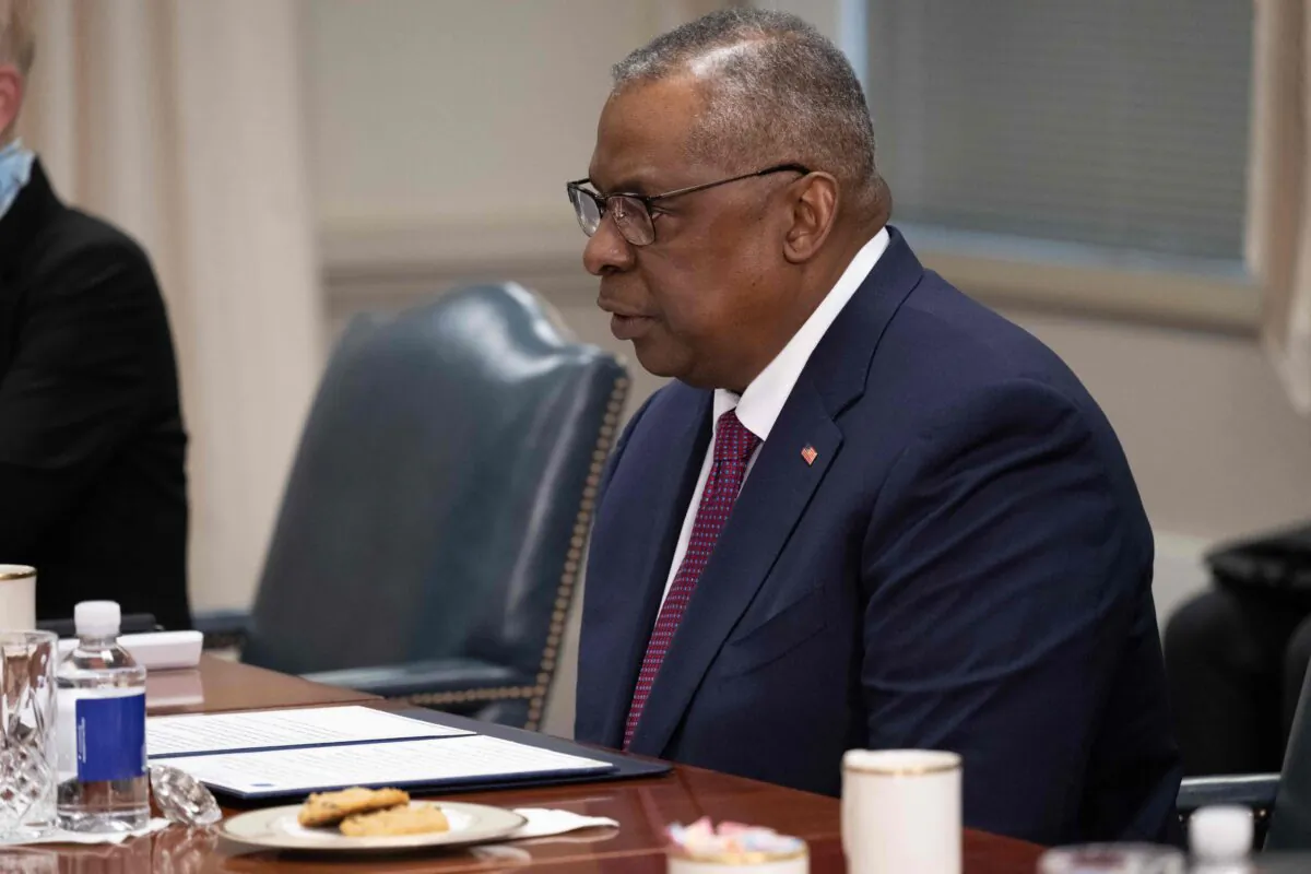 U.S. Secretary of Defense Lloyd Austin speaks during a meeting with Egyptian President Abdel Fattah El-Sisi at the Pentagon in Washington on Dec. 14, 2022. (Saul Loeb/AFP via Getty Images)