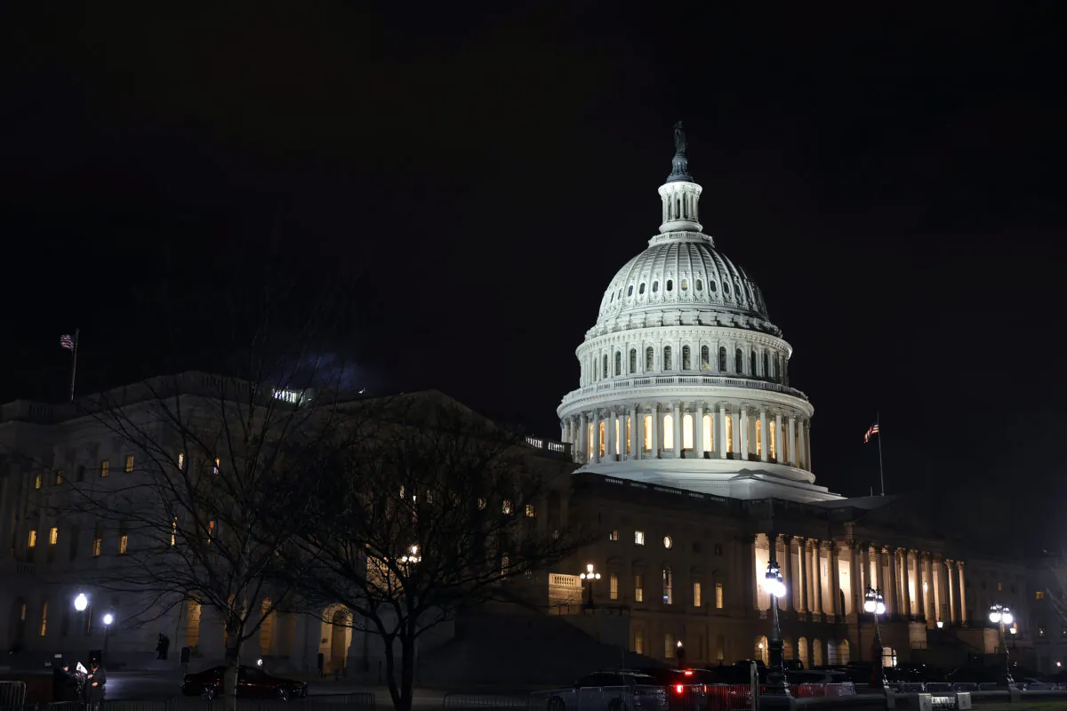 The U.S. Capitol Building is seen at night as the House of Representatives continues to work to elect a New Speaker for the 118th Congress on Jan. 6, 2023. (Tasos Katopodis/Getty Images)