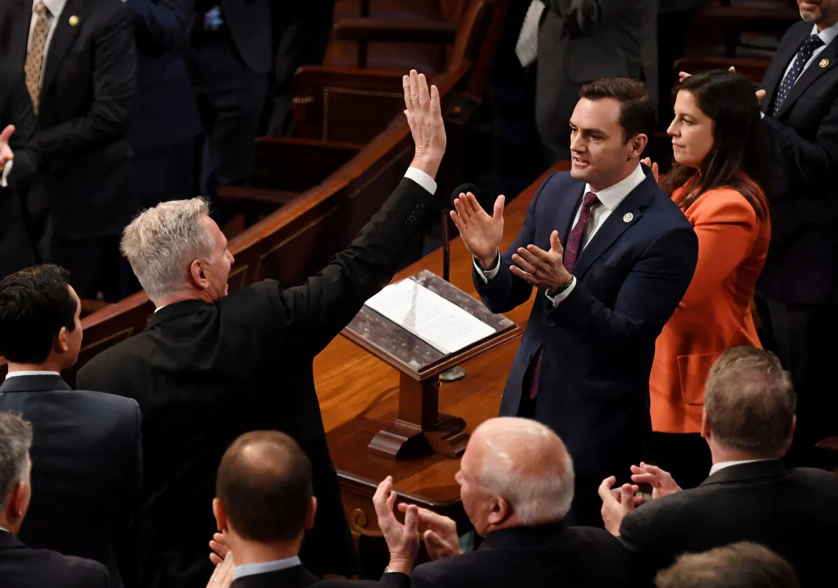 Rep. Mike Gallagher (2nd L) of Wisconsin nominates Rep. Kevin McCarthy of California to be speaker of the House at the U.S. Capitol in Washington, on Jan. 4, 2023. (Olivier Douliery/AFP via Getty Images)