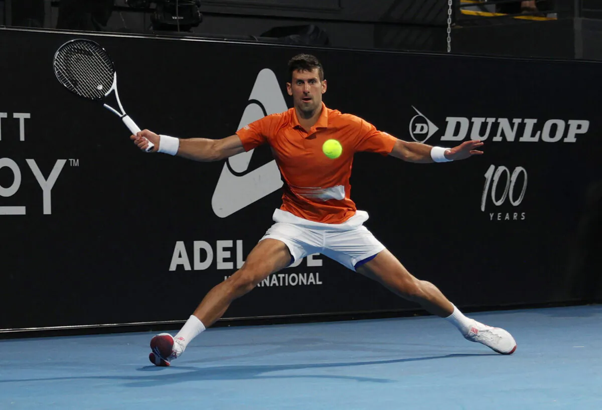 Serbia's Novak Djokovic during the final tennis match against Sebastian Korda of the United States at the Adelaide International in Adelaide, Australia, on Jan. 8, 2023. (Loren Elliott/Reuters)