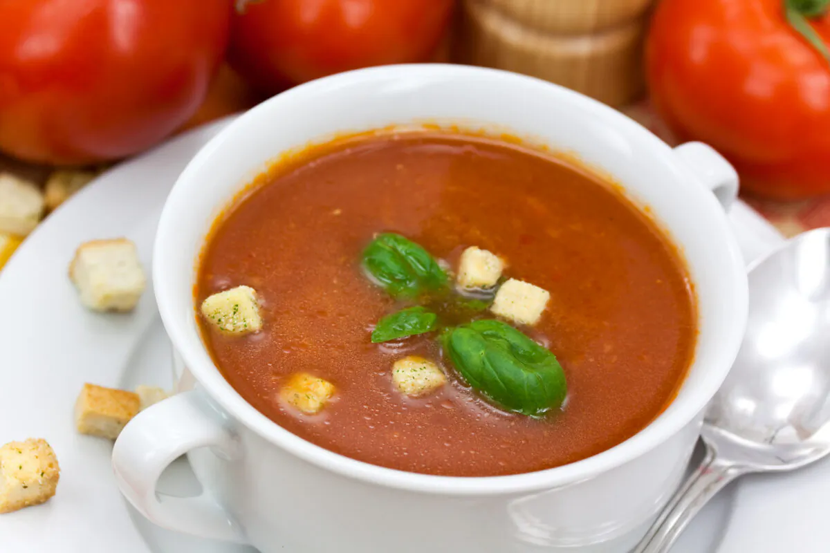 Eggplant gives this rustic tomato soup an added creaminess and thicker texture. (Dreamstime/TNS)