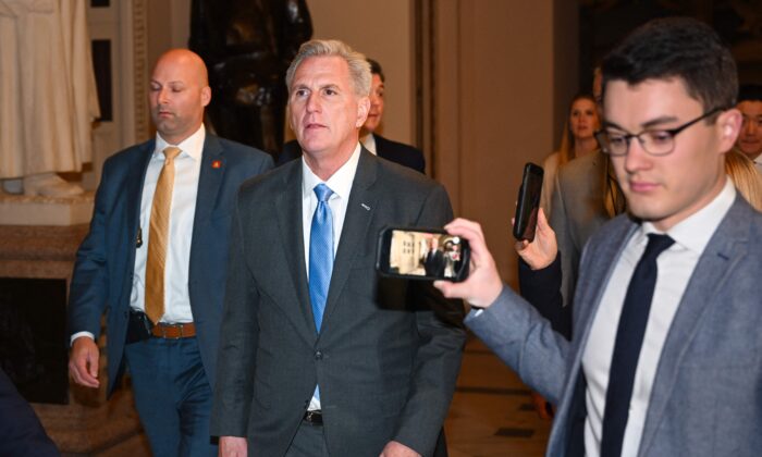 House Speaker Kevin McCarthy heads to the Speaker's Ceremonial Office at the U.S. Capitol in Washington on Jan. 9, 2023. (Mandel Ngan/AFP via Getty Images)