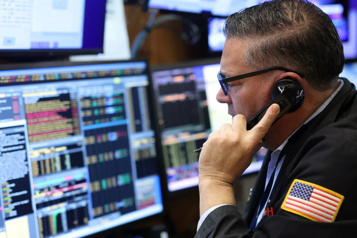 A trader works on the trading floor at the New York Stock Exchange (NYSE) in New York on Jan. 5, 2023. (Andrew Kelly/Reuters)