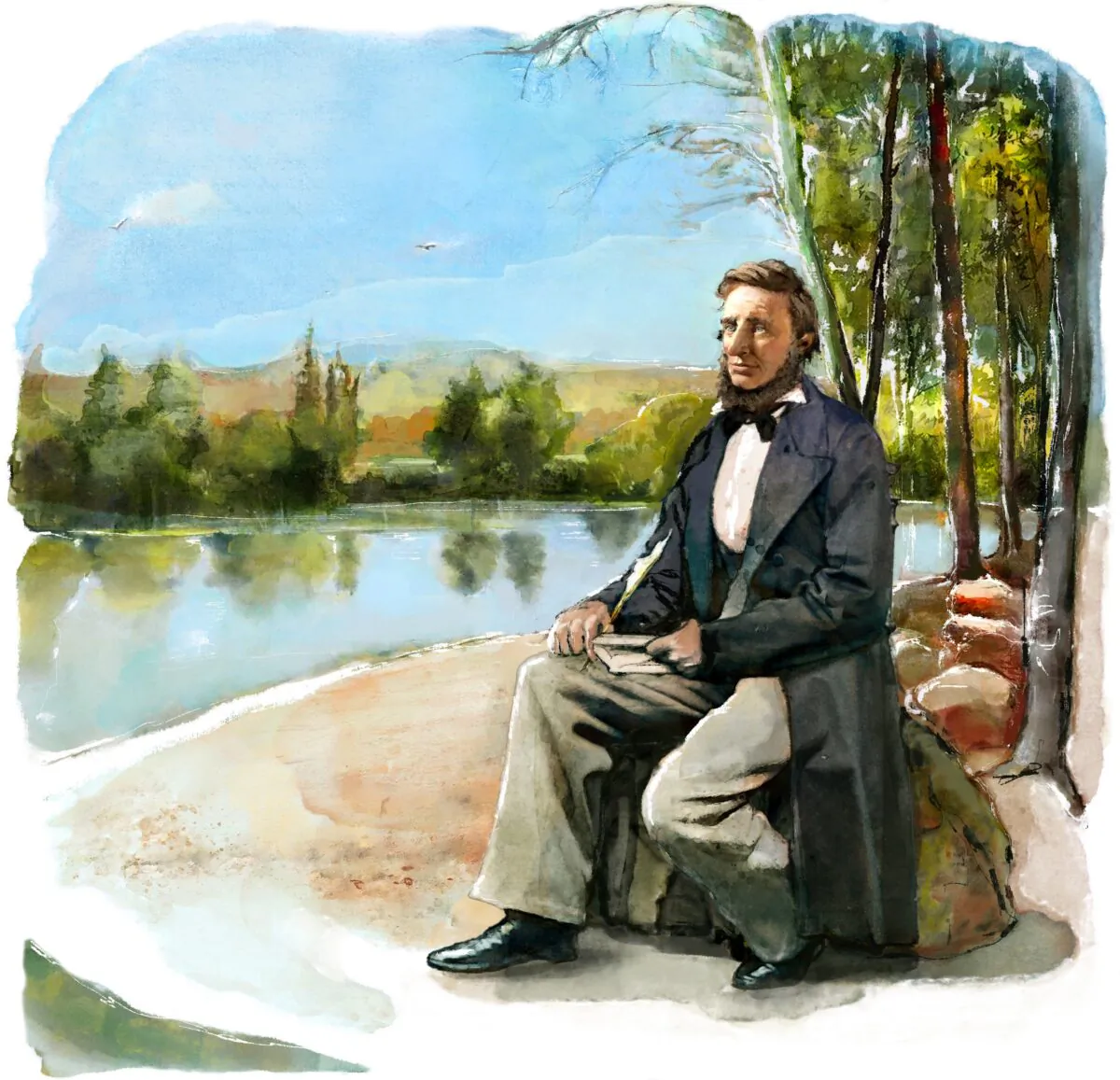 Henry
David Thoreau, a
poet, essayist, and
philosopher, is best
known for his book
“Walden,” which is a
reflection on living
simply in nature. (Biba Kayewich for American Essence)