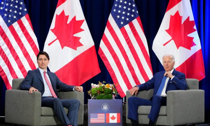 Prime Minister Justin Trudeau meets with U.S. President Joe Biden at the Summit of the Americas in Los Angeles, Calif., on June 9, 2022. (The Canadian Press/Sean Kilpatrick)
