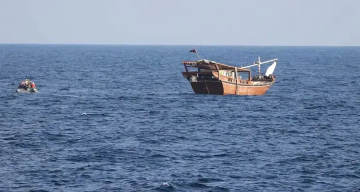 An Iranian smuggling that was vessel halted by U.S. Navy forces as seen in a Jan. 10, 2022, photo released by the Navy. (US Navy)