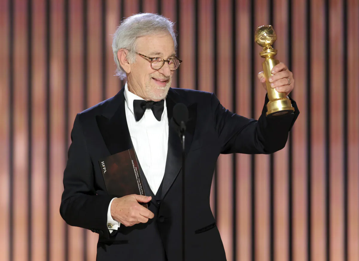 Steven Spielberg accepts the Best Director award for "The Fabelmans" during the 80th Annual Golden Globe Awards at the Beverly Hilton Hotel in Beverly Hills, Calif., on Jan. 10, 2023. (Rich Polk/NBC via AP)