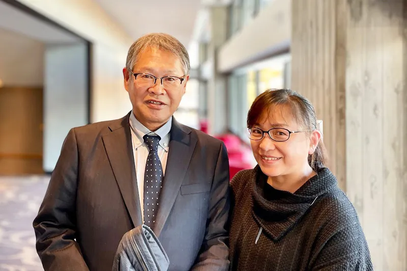 Mr. Murata Syozo, director of the Business Alliance Affairs Bureau of Otsu City, attends Shen Yun Performing Arts at the ROHM Theatre Kyoto with his wife in Kyoto, Japan, on Jan. 11, 2023. (Niu Bin/The Epoch Times)