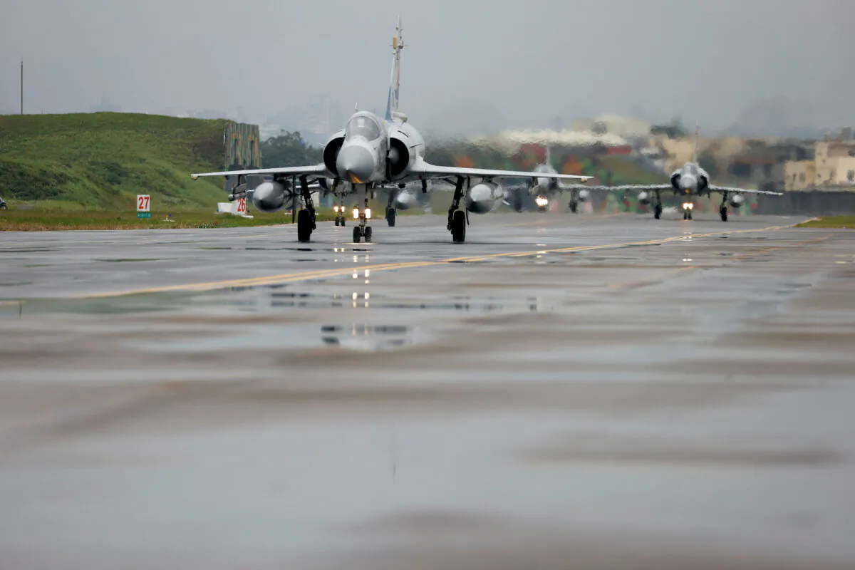 Taiwan's Air Force's Mirage 2000-5 aircraft at Hsinchu Air Base in Hsinchu, Taiwan, on Jan. 11, 2023. (Ann Wang/Reuters)