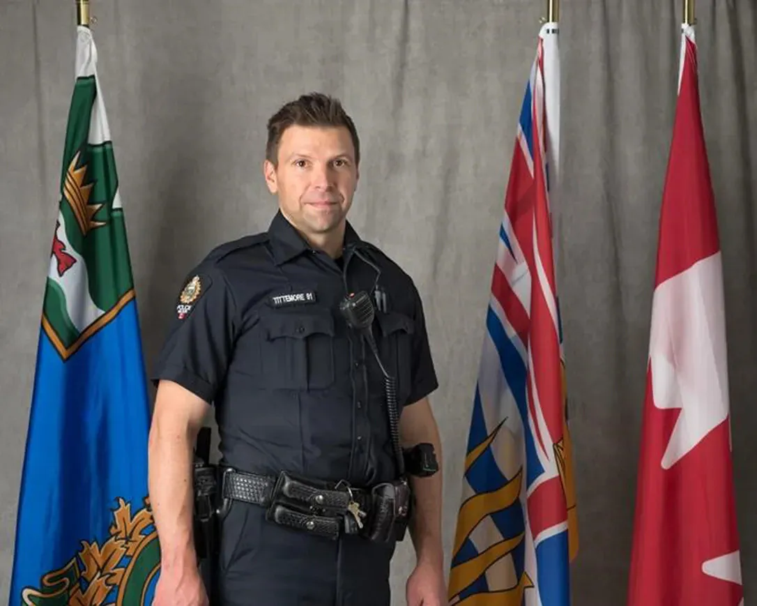 Nelson Police Constable Wade Tittemore poses in this undated handout photo. (The Canadian Press/HO - City of Nelson)