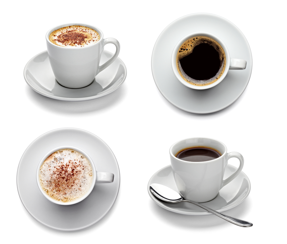 Collection,Of,Various,Coffee,Cups,On,White,Background.,Each,One