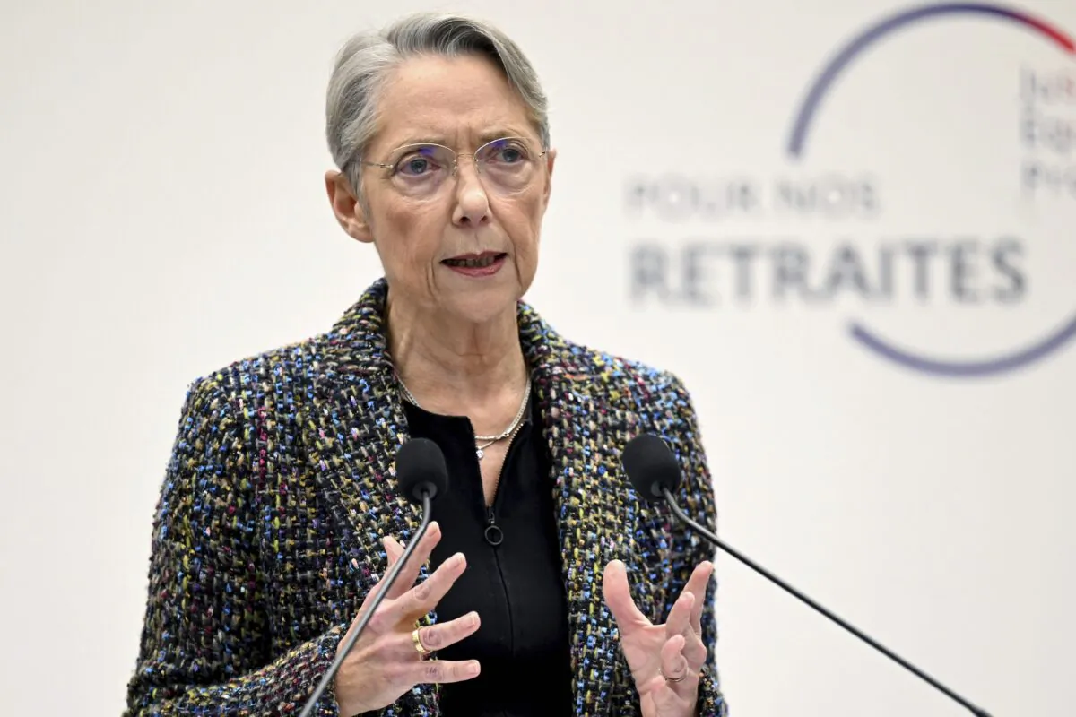 French Prime Minister Elisabeth Borne delivers her speech during a press conference in Paris on Jan. 10, 2023. (Bertrand Guay, Pool via AP)