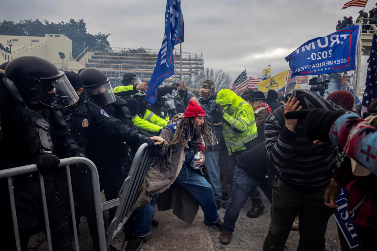 Trump supporters clash with police and security forces at the U.S. Capitol in Washington, on Jan. 6, 2021. (Brent Stirton/Getty Images)
