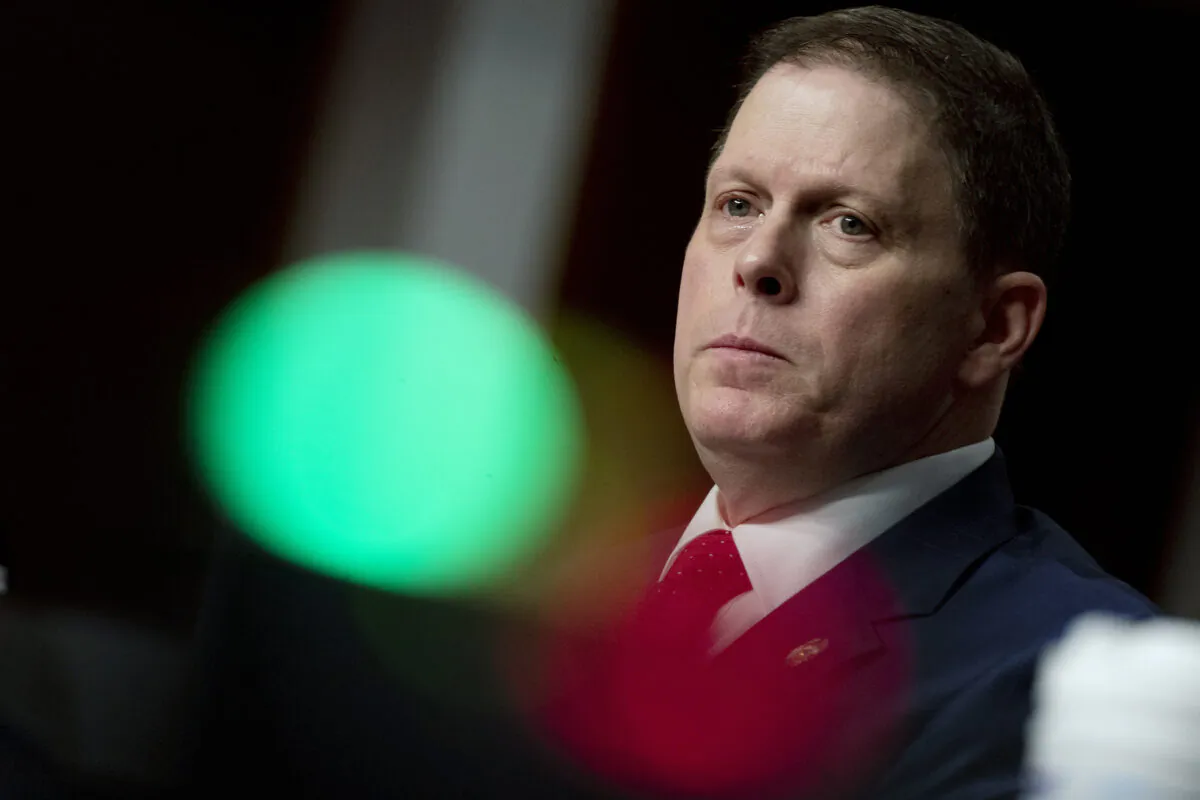 Former U.S. Capitol Police Chief Steven Sund testifies during a Senate Homeland Security and Governmental Affairs and Senate Rules and Administration joint hearing on Feb. 23, 2021, in Washington. (Andrew Harnik/Getty Images)
