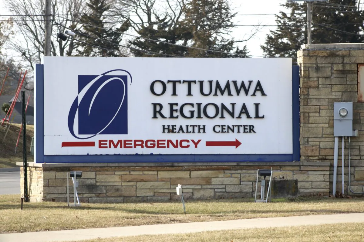 A Ottumwa Regional Health Center sign stands in Ottumwa, Iowa, on Jan. 11, 2023. (Chad Drury/The Ottumwa Courier via AP)