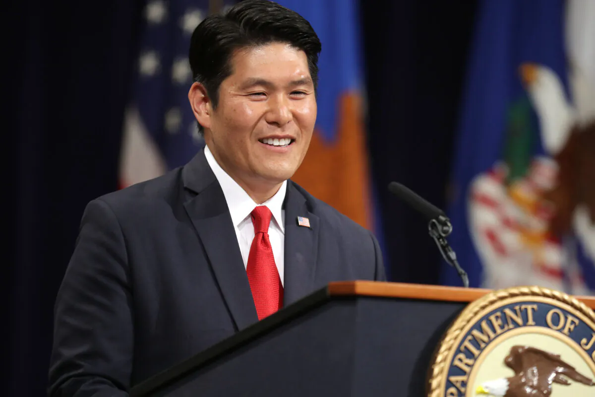 Then-U.S. Attorney for the District of Maryland Robert Hur delivers remarks during Deputy Attorney General Rod Rosenstein's farewell ceremony at the Robert F. Kennedy Main Justice Building in Washington on May 9, 2019. Hur was appointment special counsel to investigate President Joe Biden's handling of classified records on Jan. 12. (Chip Somodevilla/Getty Images)