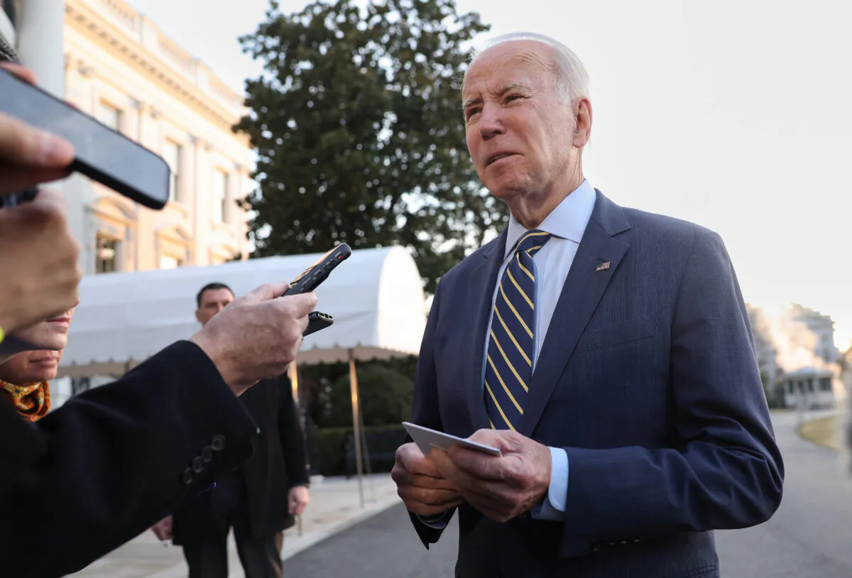 President Joe Biden speaks to reporters in Washington on Jan. 11, 2023. (Kevin Dietsch/Getty Images)