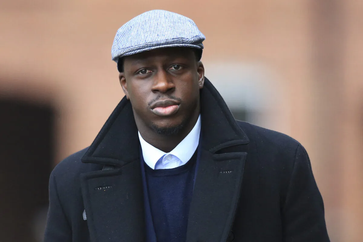 Manchester City and France footballer Benjamin Mendy arrives at Chester Crown Court in Chester, northwest England, on Dec. 22, 2022. (Lindsey Parnaby/AFP via Getty Images)