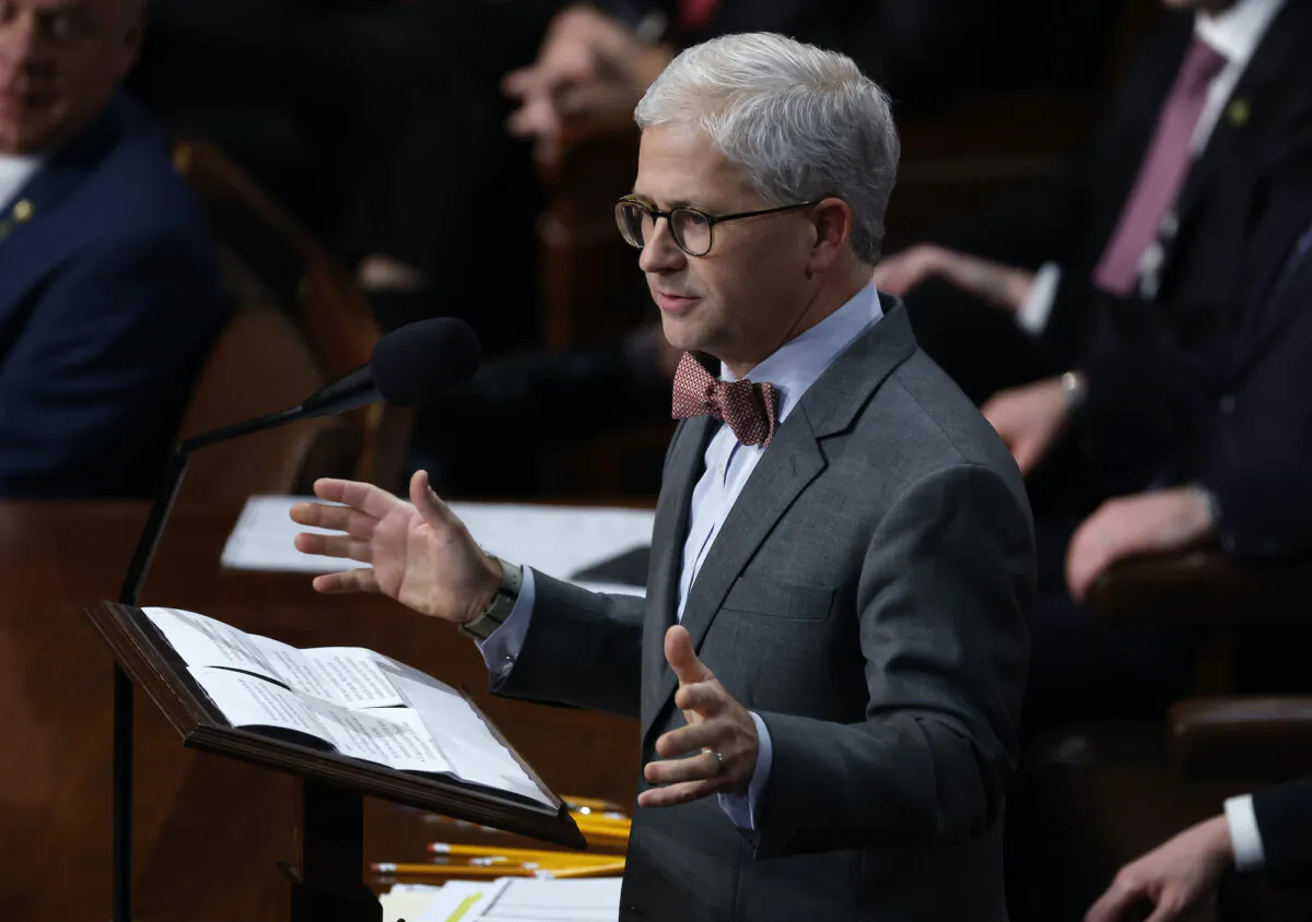 U.S. Rep.-elect Patrick McHenry (R-N.C.) delivers remarks in the House Chamber during the fourth day of voting for Speaker of the House at the U.S. Capitol Building in Washington, on Jan. 6, 2023. (Chip Somodevilla/Getty Images)