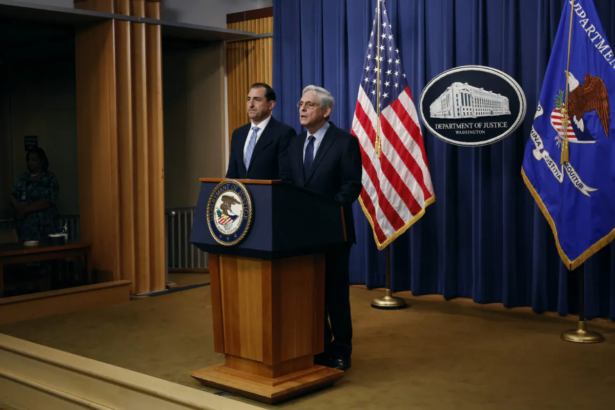 U.S. Attorney General Merrick Garland is joined by U.S. Attorney for the Northern District of Illinois John Lausch during a press conference at the Justice Department to announce the appointment of a special counsel to investigate the discovery of classified documents held by President Joe Biden at an office and his home, in Washington on Jan. 12, 2023. (Chip Somodevilla/Getty Images)