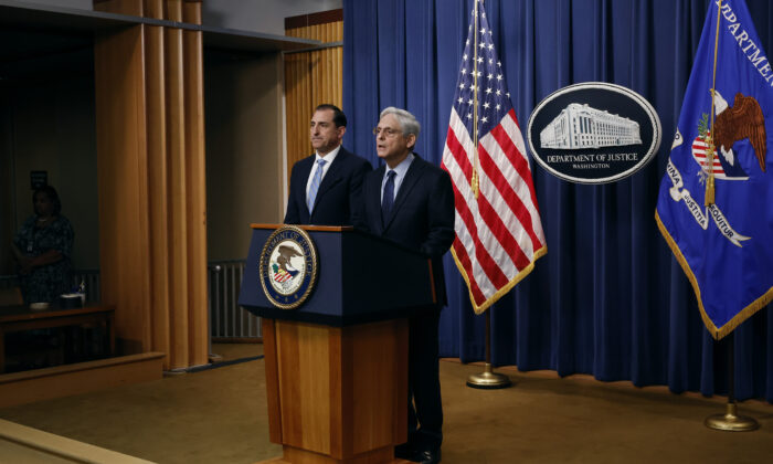 U.S. Attorney General Merrick Garland is joined by U.S. Attorney for the Northern District of Illinois John Lausch during a news conference at the Justice Department to announce the appointment of a special counsel to investigate the discovery of classified documents held by President Joe Biden at an office and his home, in Washington on Jan. 12, 2023. (Chip Somodevilla/Getty Images)