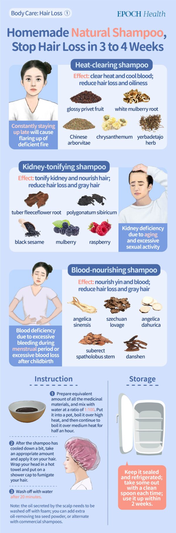 Make your own natural shampoo with Chinese medicinal materials to reduce hair loss